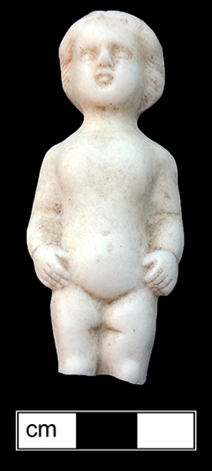 Small Frozen Charlotte doll made of bisque porcelain. 3.35cm x 5.5cm - from 18BC27.